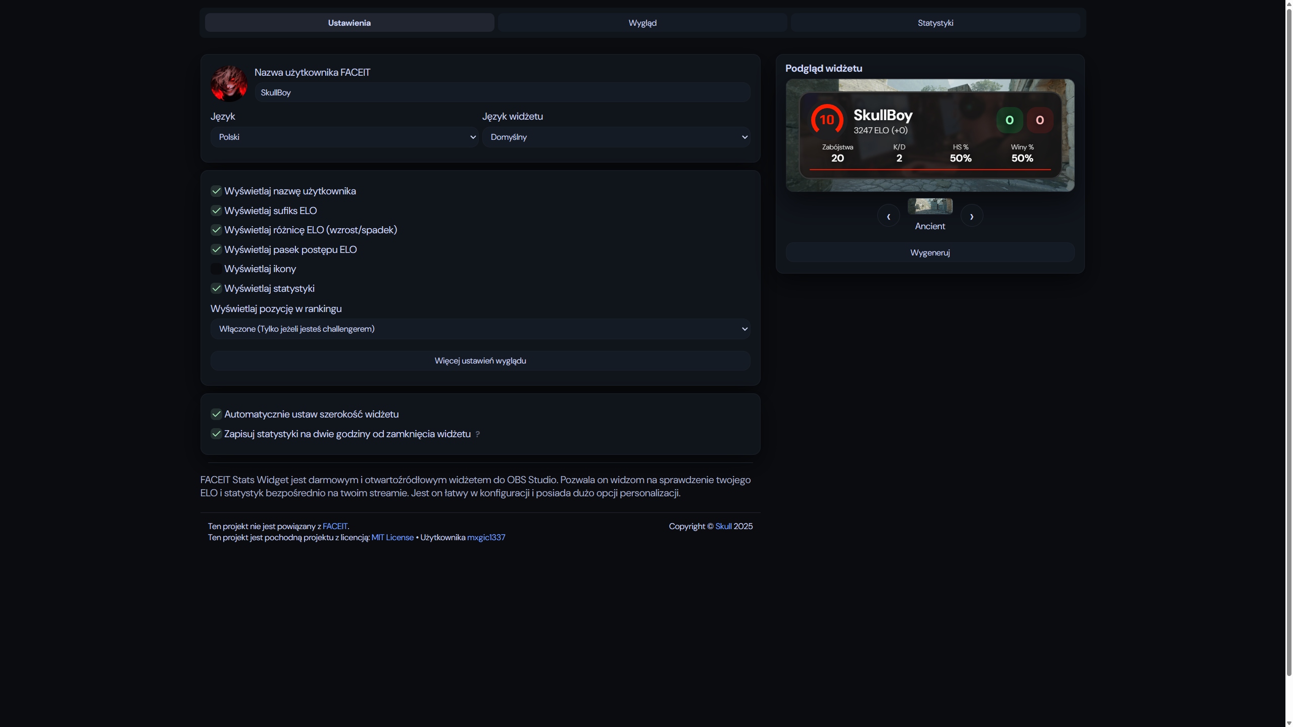 FaceitBanner.vxh.pl (Baner ELO do OBS)