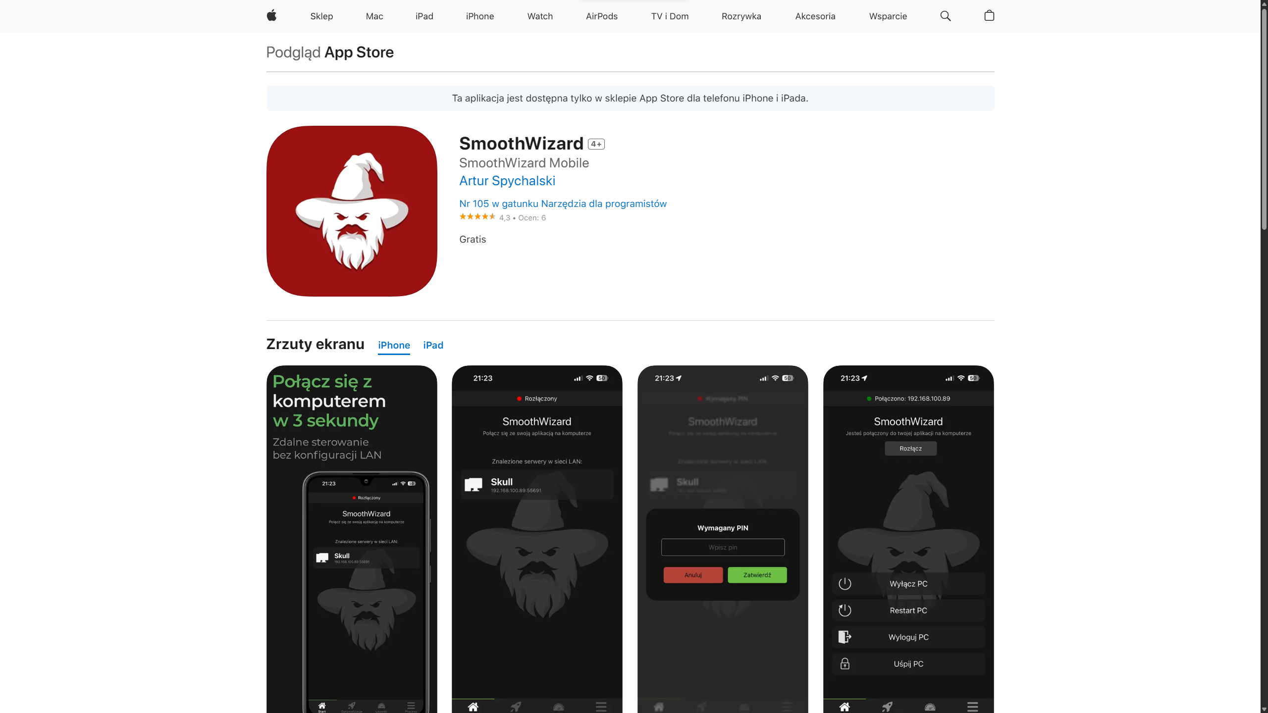 SmoothWizard Mobile (Monitor PC na telefonie)
